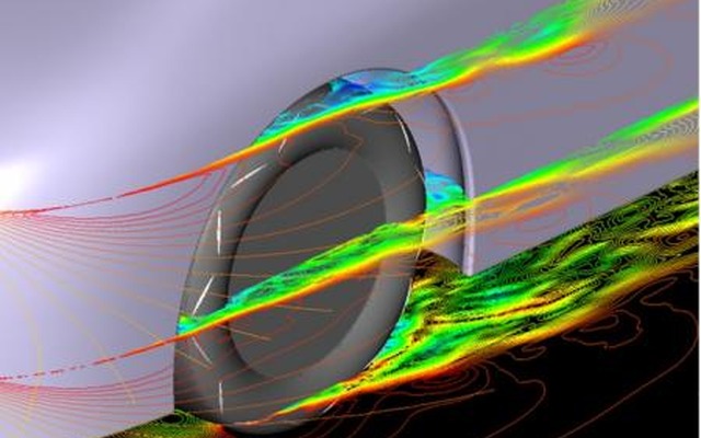 新形状のエアロダイナミクスタイヤの空気の流れのイメージ