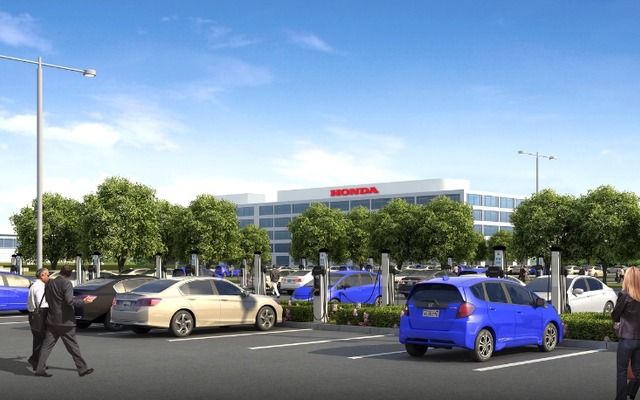 ホンダの米本社の充電スタンド増設イメージ