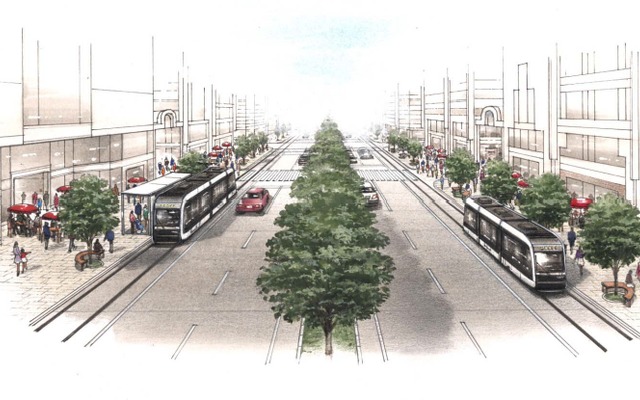 札幌市電のループ化事業では、西4丁目～すすきの間を短絡する複線軌道を歩道側に敷設。11月から訓練運転が始まる。