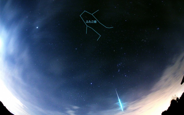 岡山天体物理観測所で撮影されたふたご座流星群の流星