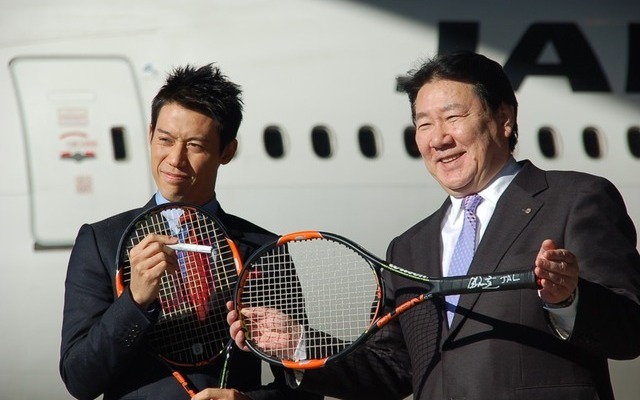 JALがプロテニスプレーヤー錦織圭とパートナー契約締結（2015年11月27日）