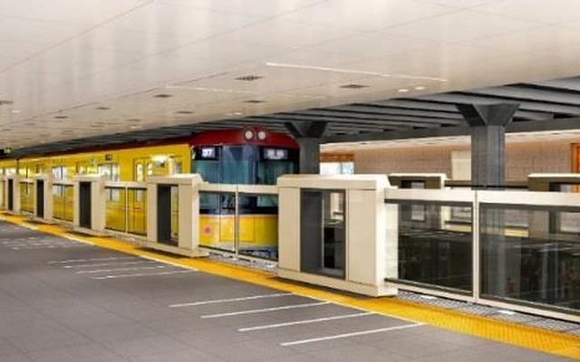 銀座線上野駅に設置されるホームドアのイメージ。来年3月から使用を開始する。