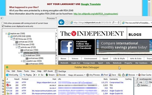 「The Independent」内で改ざんが確認されたブログページ