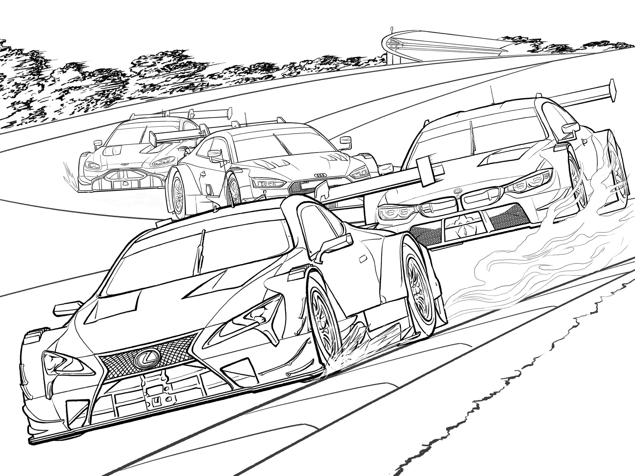 レクサスがぬり絵を配信、SUPER GTとDTMとの交流戦を再現---自宅