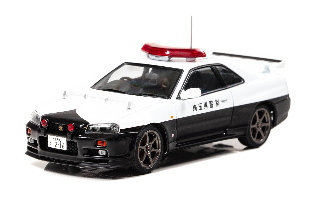 往年の国内最強パトカー、GT-R R34 埼玉県警仕様を1/43スケールで再現