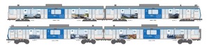 相鉄グループの創立100周年を記念して運行されるラッピング列車のイメージ。11000系の車体を歴代の車両で装飾する。