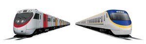 「JR四国8000系風」の台湾鉄路EMU800形(左)と、「台湾鉄路EMU800形風」のJR四国8000系(右)。先頭部の形状が似ており、一見すると区別がつかない。