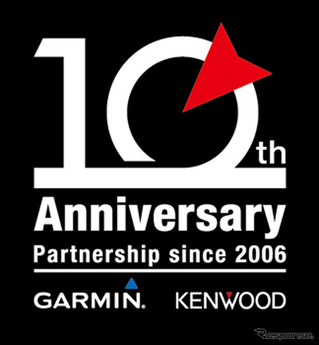 JVCケンウッドとガーミン社の協業10周年の記念ロゴ