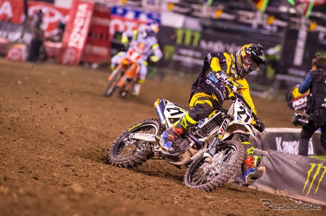 ハスクバーナに450SXクラス初の優勝をもたらし、自身も初優勝を果たした#21ジェイソン・アンダーソン(Rockstar Energy Husqvarna Factory Racing)。