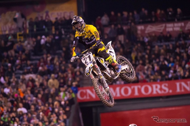ハスクバーナに450SXクラス初の優勝をもたらし、自身も初優勝を果たした#21ジェイソン・アンダーソン(Rockstar Energy Husqvarna Factory Racing)。