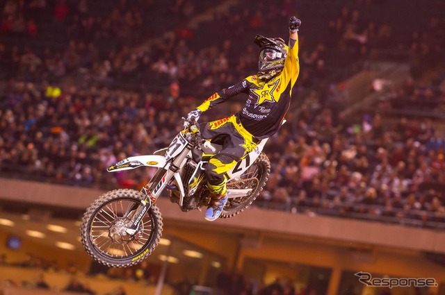 ハスクバーナに450SXクラス初の優勝をもたらし、自身も初優勝を果たした#21ジェイソン・アンダーソン(Rockstar Energy Husqvarna Factory Racing)。