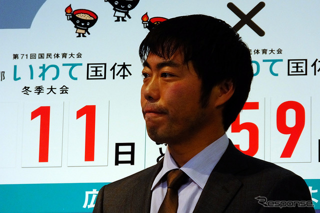 2016希望郷いわて国体イベントに駆けつけた、ボストンレッドソックス・上原浩治投手やタレント・杉村太蔵ら(東京・青海、1月16日)