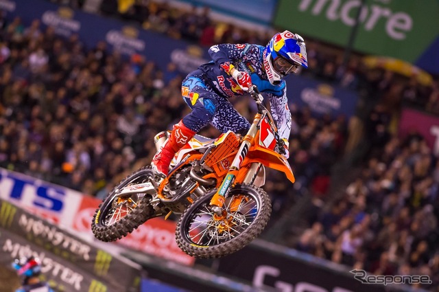AMA Supercross 2016 第3戦アナハイム2/450Main Eventを勝利したR.ダンジー(KTM)。