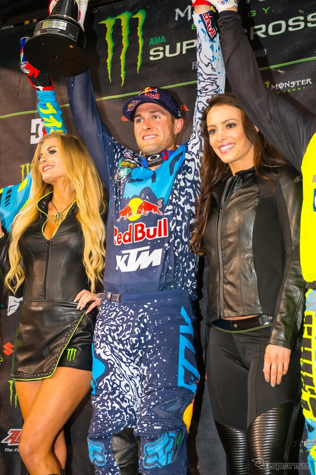 AMA Supercross 2016 第3戦アナハイム2/450Main Eventを勝利したR.ダンジー(KTM)。