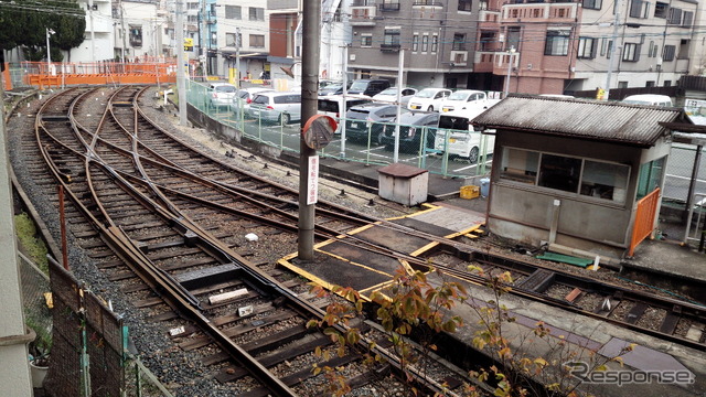 南海線住吉大社駅から見える阪堺上町線住吉公園電停