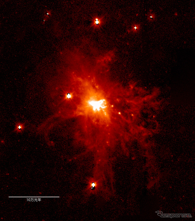 NGC 6240 の巨大な電離ガスの詳細構造を写し出したHα 輝線画像