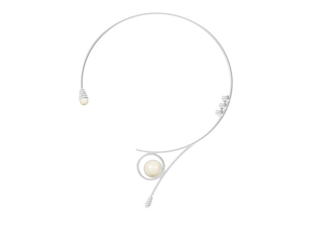 Peacock Necklace - silver & Ivory Swarovski Pearls/Prabal Gurung × VOJD Studios