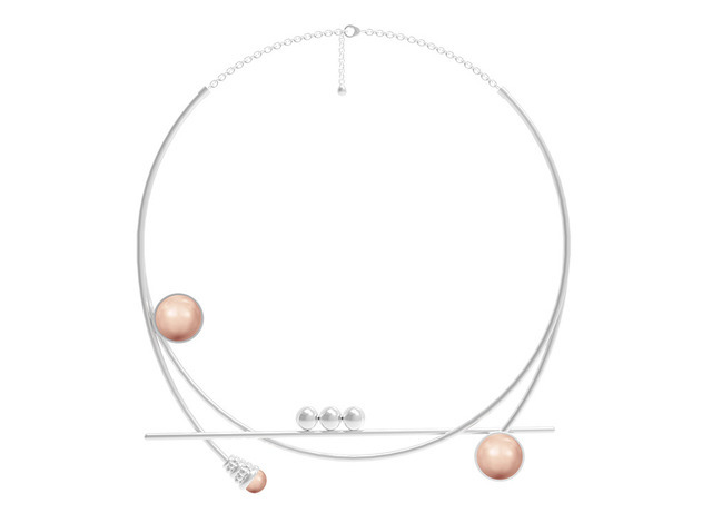 Swan Necklace - Silver & Rose Gold Swarovski Pearls／Prabal Gurung × VOJD Studios