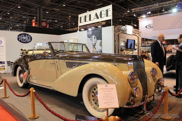 LES AMIS DE DELAGE(クラブドラージュ)のブースにはアガ・カーンが使用したD8 120カブリオレが展示された