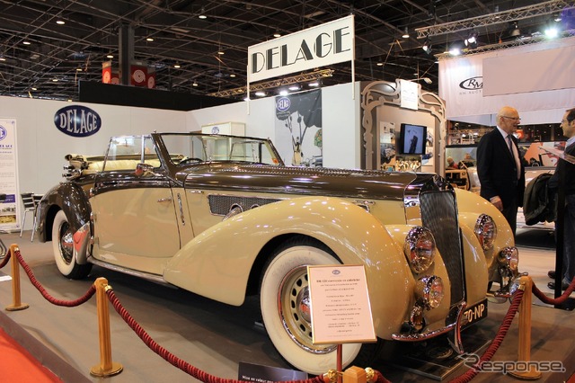 LES AMIS DE DELAGE（クラブドラージュ）のブースにはアガ・カーンが使用したD8 120カブリオレが展示された