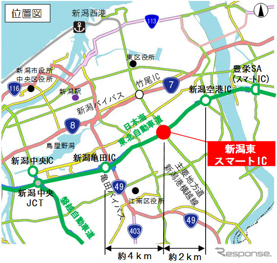 日本海東北自動車道「新潟東スマートIC」が3月26日に開通