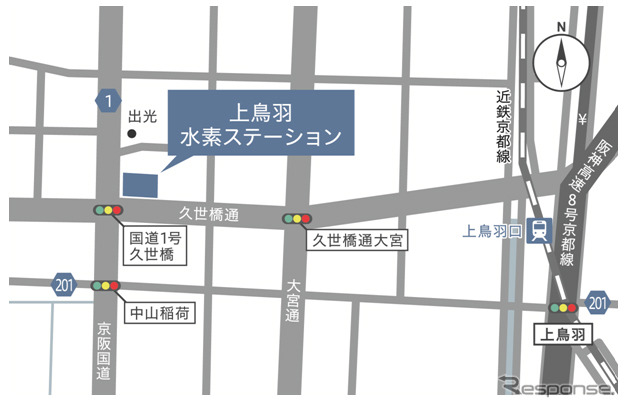 上鳥羽水素ステーションの地図