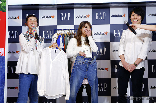 三戸なつめが登場したGap×ジェットスター「#空飛ぶデニム」イベント(東京・銀座、2月18日)