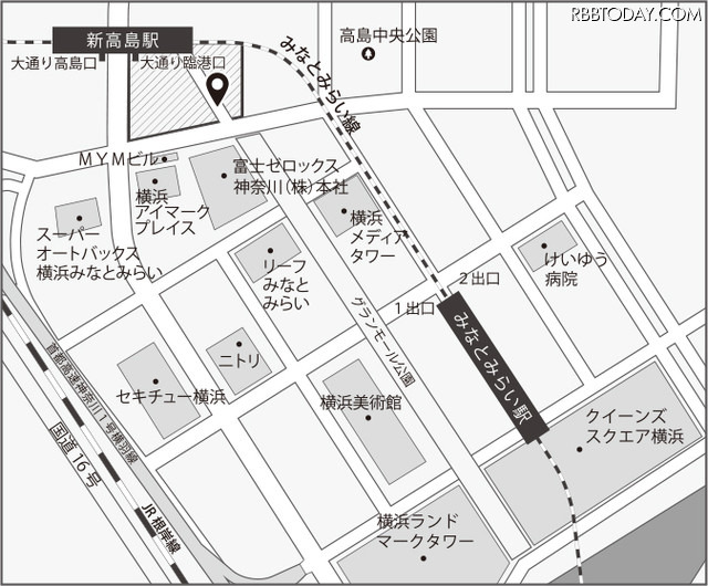 暫定歩行者通路の供用開始に合わせ、3月1日に点灯式が新高島駅前歩道の4番臨港パーク口付近で開催される。街路灯の仕組み説明や横浜市消防音楽隊の演奏も予定（画像はプレスリリースより）