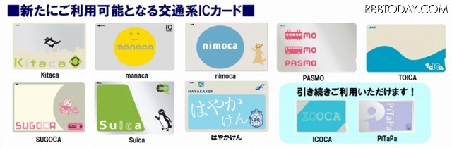 新たに利用できるカード（阪神バスリリースより）