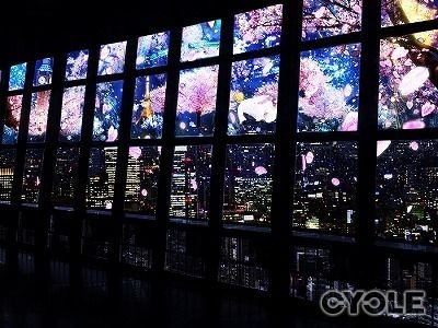 東京タワー、夜桜のプロジェクションマッピングで一足早いお花見を楽しむ
