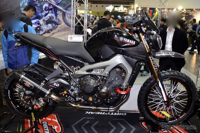 モーターサイクルショー初出展のダートフリークのMT-09カスタム。