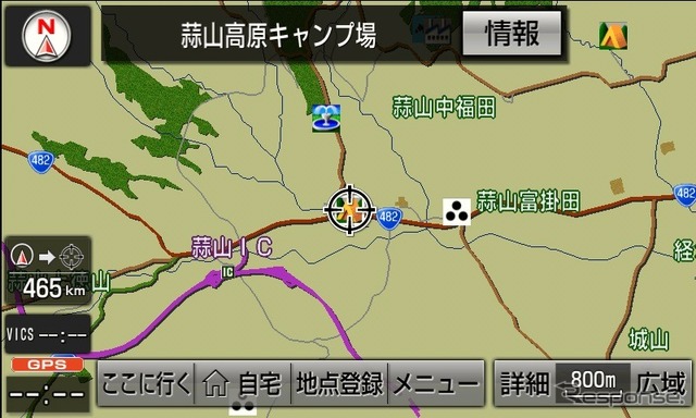 カーナビ画面の観光情報表示例
