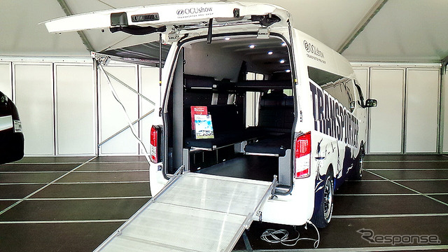 日産『NV350キャラバン』をベースとしたオグショー(静岡県浜松市)のアウトドアカスタム。3月に大磯で行われた日産日産小型商用車(LCV)オールラインナップ公開にて