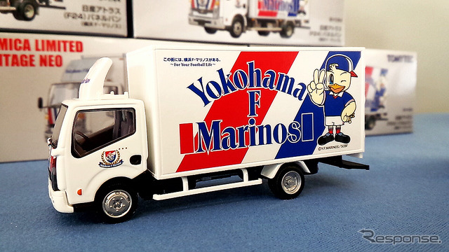 トミーテックやトミカのミニカーもズラリ展示された。3月に大磯で行われた日産日産小型商用車(LCV)オールラインナップ公開にて