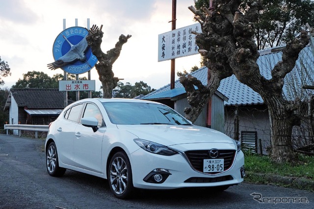 マツダ『アクセラスポーツXD』。鹿児島-熊本県境にて