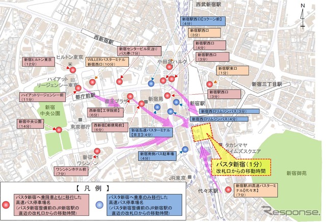 発車便はすべてバスタ新宿に移行。到着便480便は残るが、8月までには移行する。