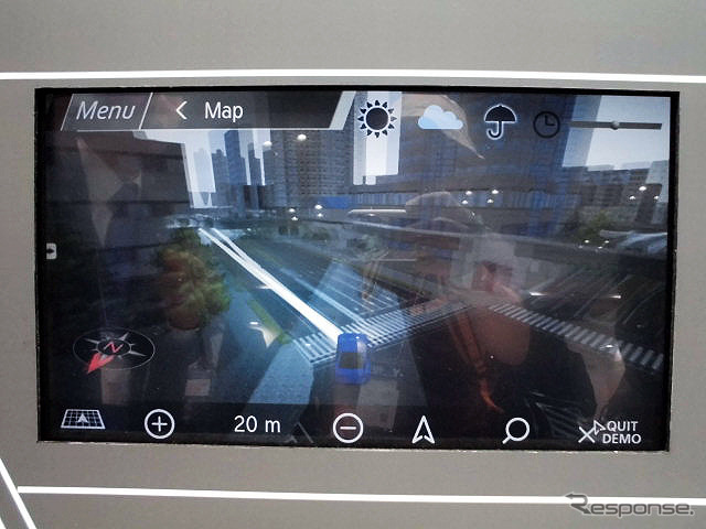 「超リアル3D市街図とメータークラスターの2画面連携ナビ」を参考出品したアイシン・エィ・ダブリュ(人とくるまのテクノロジー展2016横浜)