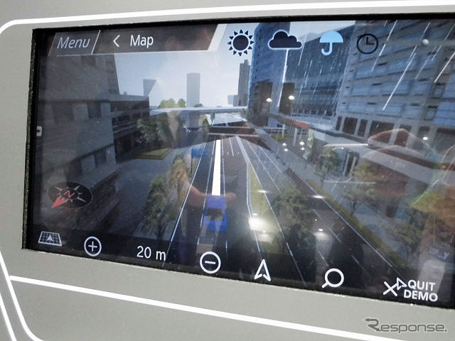 「超リアル3D市街図とメータークラスターの2画面連携ナビ」を参考出品したアイシン・エィ・ダブリュ（人とくるまのテクノロジー展2016横浜）