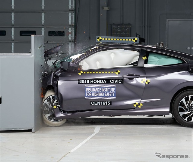IIHSのホンダ シビック クーペ 新型の衝突テスト