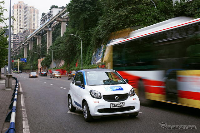中国重慶市のスマートフォーツーのカーシェアリング「car2go」
