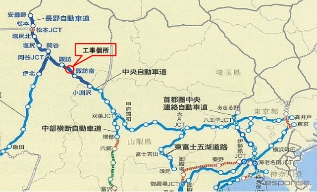 今回の工事区間の位置図