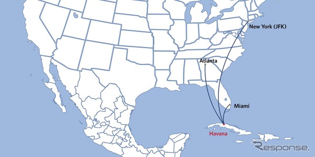 デルタ航空、ハバナ=ニューヨーク、アトランタ、マイアミ線を開設へ