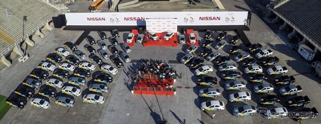 日産のリオデジャネイロ五輪公式車両の引き渡し式
