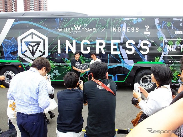 Ingressバス発表会場(Aegis Nova Tokyo)には、WILLERTRAVEL代表取締役・村瀬茂高氏とNianticアジア統括本部長・川島優志氏も登場。トークショーが行われた