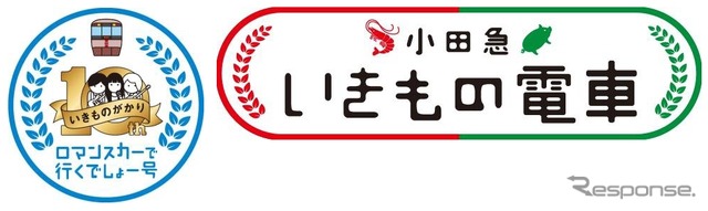 特別列車と「いきもの電車」にはオリジナルデザインのヘッドマークが取り付けられる。