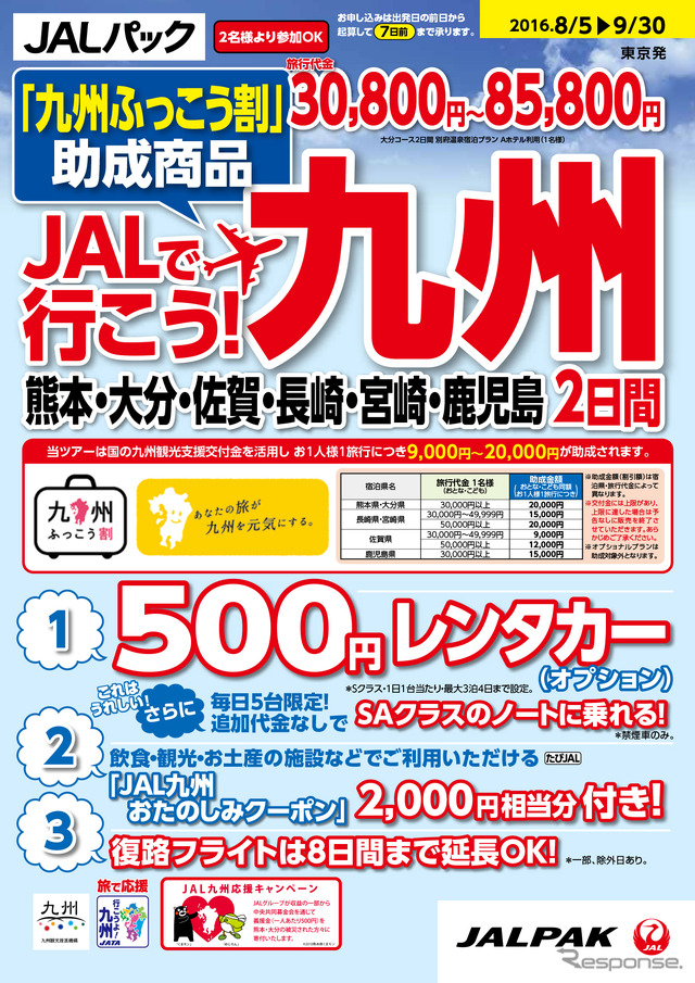 「JALダイナミックパッケージ　JALで行こう九州ふっこう割」