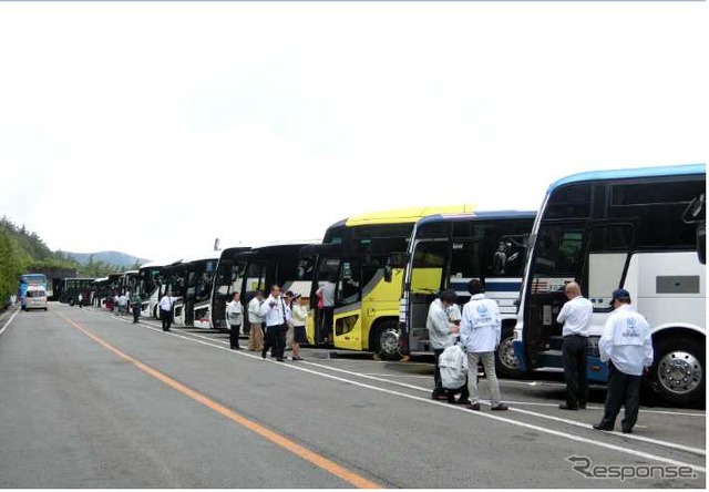 富士山五合目駐車場での検査