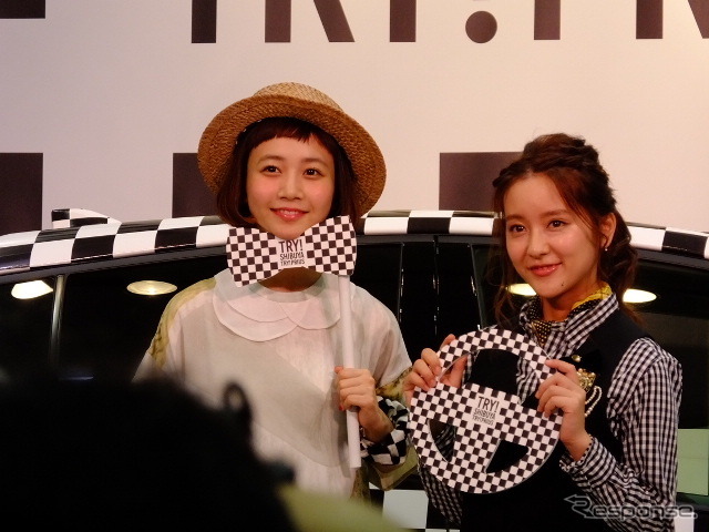 三戸なつめ、生田佳那(チェッカープリウス体験イベント「TRY! SHIBUYA TRY! PRIUS」、8月11~14日、渋谷にて)