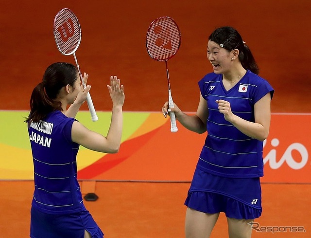 リオ五輪バトミントン女子ダブルス、高橋選手・松友選手（準決勝対韓国戦）