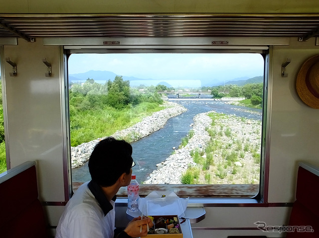 鬼怒川線を行く電車から